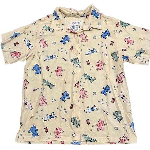 Earth Angels Pajama Party Dogs Top Size Large Cotton NEW No Tags - Picture 1 of 6